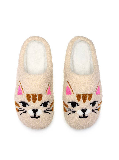 Pantuflas para interior y exterior - Caras de gatito - Blanco roto