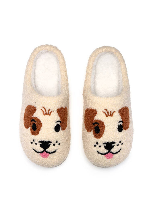 Indoor / Outdoor Slippers - Puppy Dog Faces - Off-White