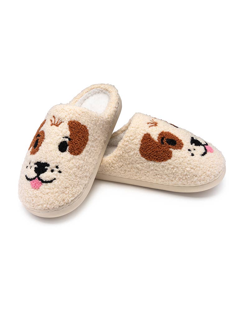 Pantuflas para interior y exterior - Caras de cachorro - Blanco roto