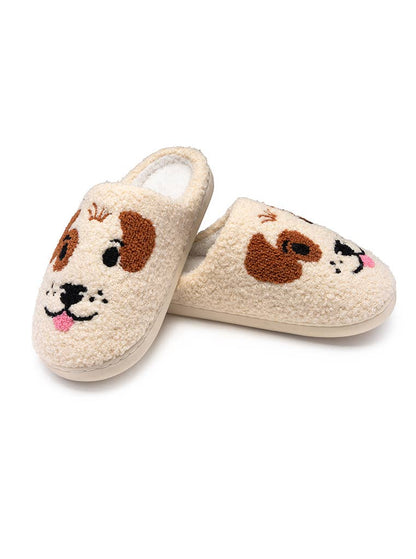 Pantuflas para interior y exterior - Caras de cachorro - Blanco roto