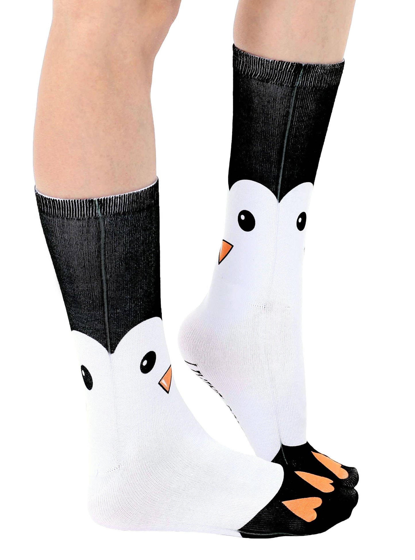 Novelty Graphic Crew Socks - Penguins - Black & White