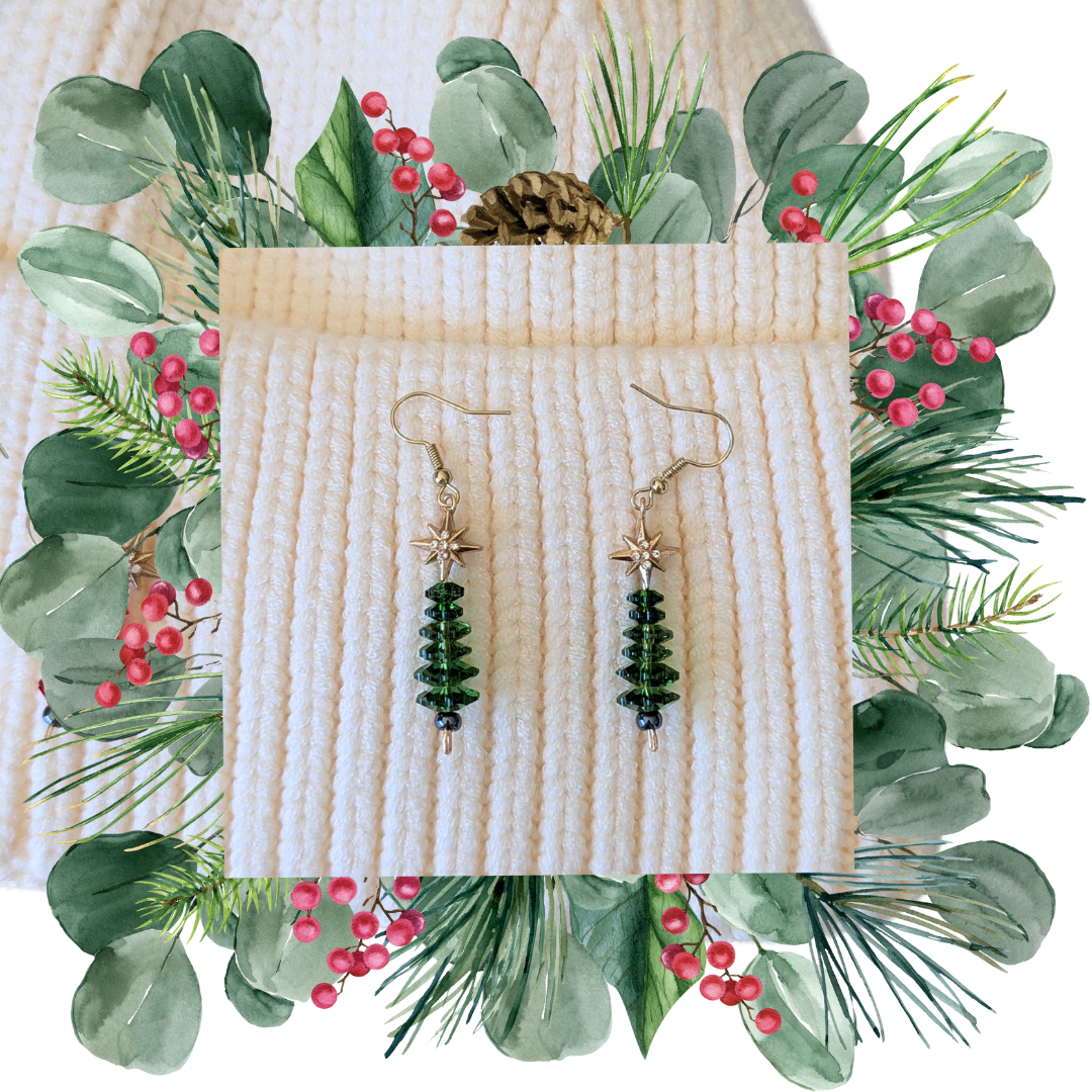 The "O Tannenbaum" Collection Earrings - Extra Tall Trees in Your Choice of Red or Green