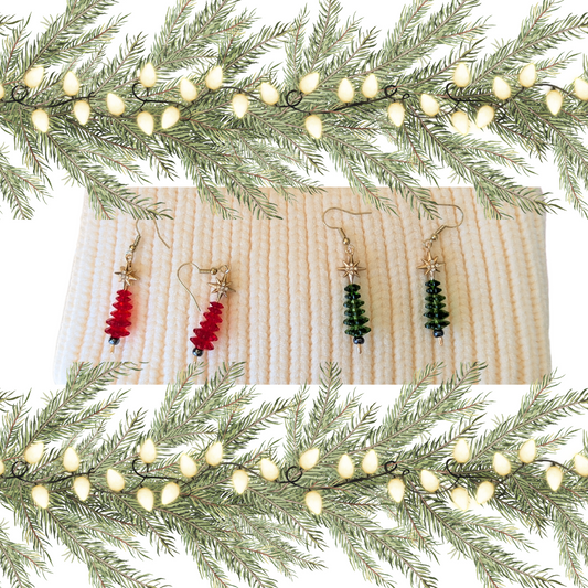 The "O Tannenbaum" Collection Earrings - Extra Tall Trees in Your Choice of Red or Green