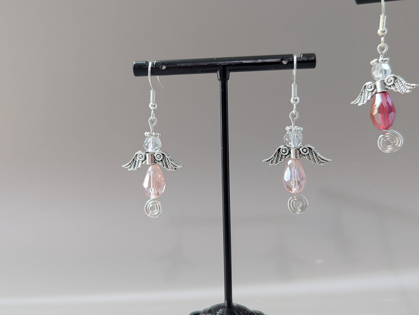 "Just Call Me Angel" Collection - Pink or Red Spiral Angels Earrings