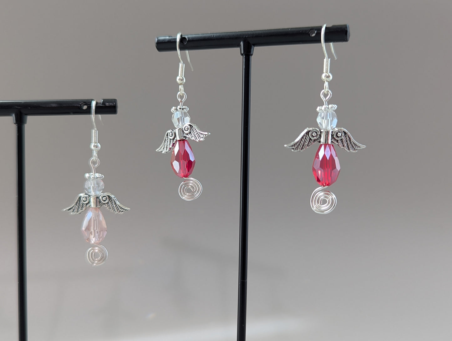 "Just Call Me Angel" Collection - Pink or Red Spiral Angels Earrings