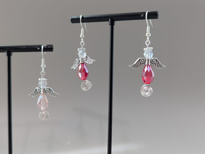 "Just Call Me Angel" Collection - Pink or Red Spiral Angels Earrings