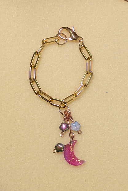 Handmade Tumbler Handle Chain with Stars & Moon Charms - Mixed Metals