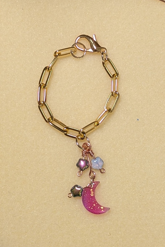 Handmade Tumbler Handle Chain with Stars & Moon Charms - Mixed Metals