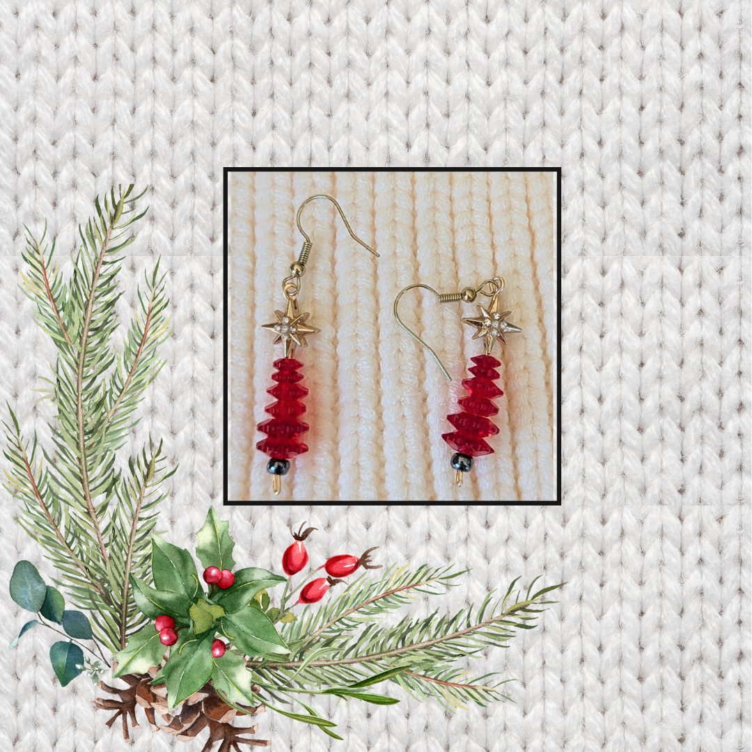 The "O Tannenbaum" Collection Earrings - Extra Tall Trees in Your Choice of Red or Green