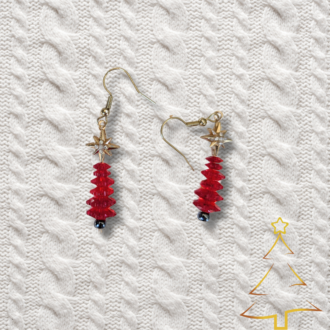 The "O Tannenbaum" Collection Earrings - Extra Tall Trees in Your Choice of Red or Green