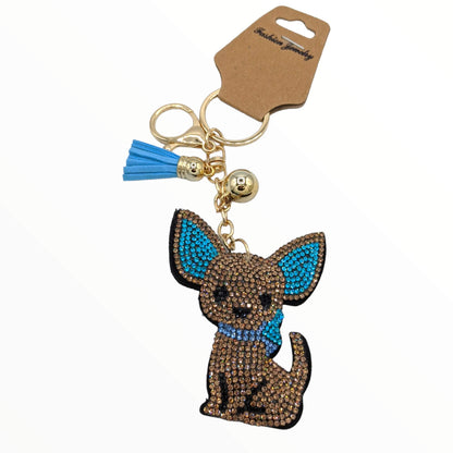 Tan & Blue Chihuahua Bag Charm/Keychain